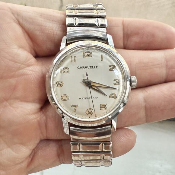 Vintage 70’s Caravelle By Bulova Manual Wind Stainless Steel Watch 30mm RUNNING - Picture 1 of 9